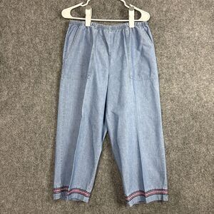 L.L Bean Jeans Womens Size MP Blue Pull On Embroidery Flag USA Patriotic